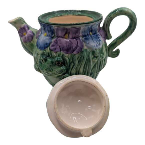 Vintage Jeanette Adams by Silvestri Small Frog Floral Motif Tea Pot No cup - Picture 8 of 10